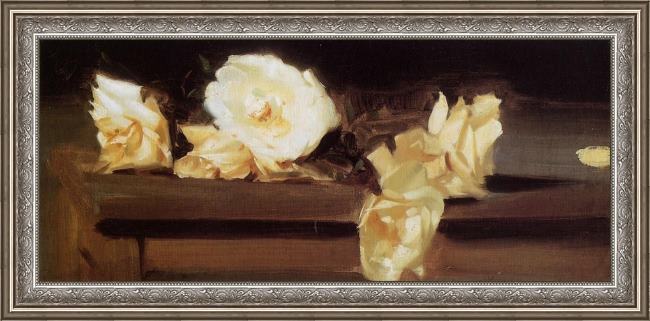 Framed John Singer Sargent roses painting