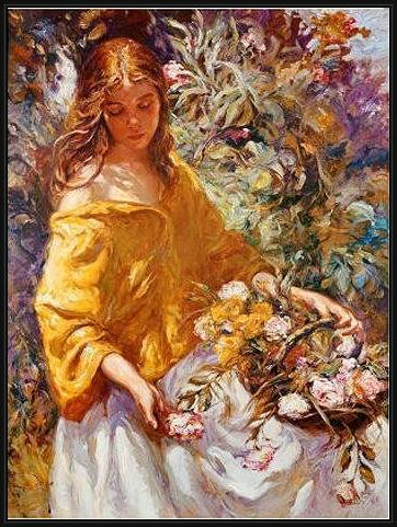 Framed Jose Royo primavera painting