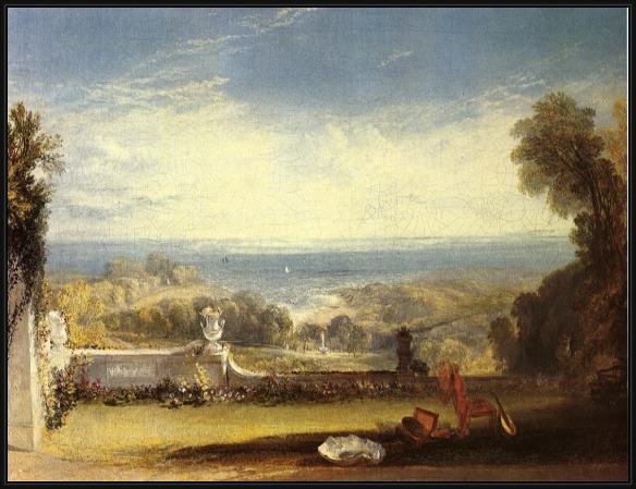 Framed Joseph Mallord William Turner view from the terrace of a villa at niton, isle of wight from sketches by a lady painting