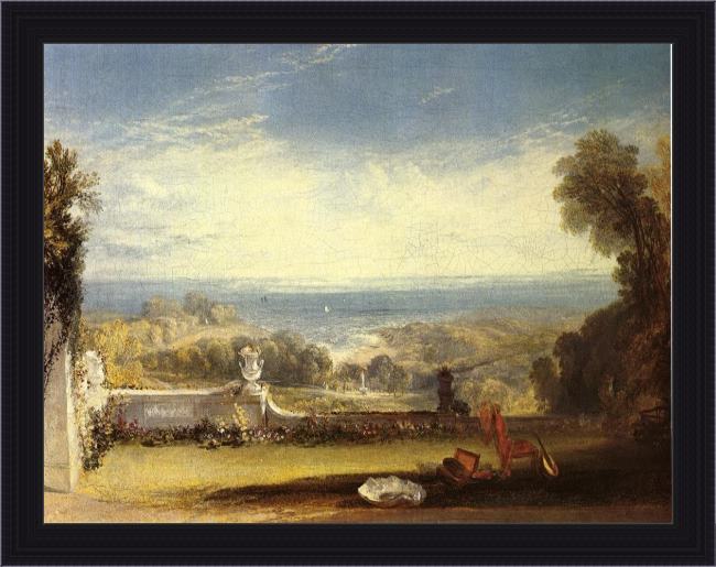 Framed Joseph Mallord William Turner view from the terrace of a villa at niton, isle of wight from sketches by a lady painting