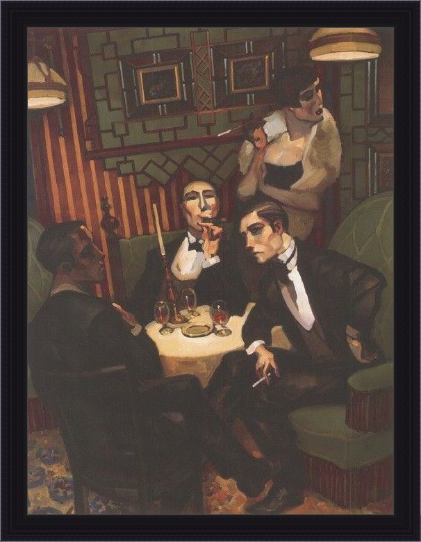 Framed Juarez Machado cigar cognac in the salon painting