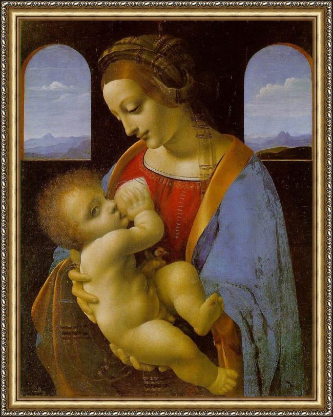 Framed Leonardo da Vinci madonna litta painting