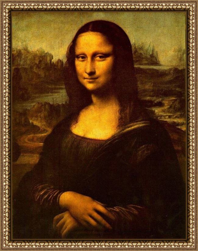 Framed Leonardo da Vinci mona lisa smile painting