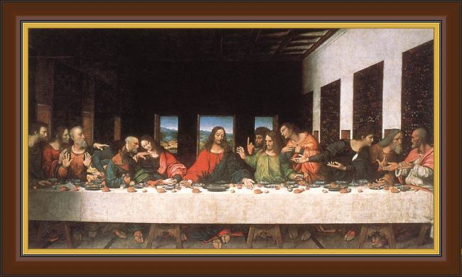 Framed Leonardo da Vinci the last supper painting
