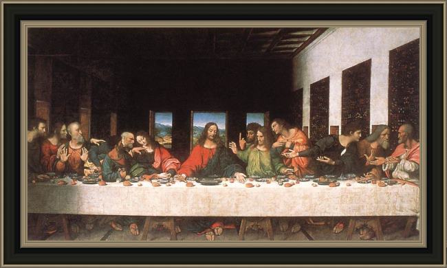 Framed Leonardo da Vinci the last supper painting