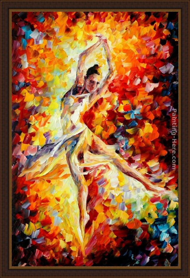 Framed Leonid Afremov candle fire painting