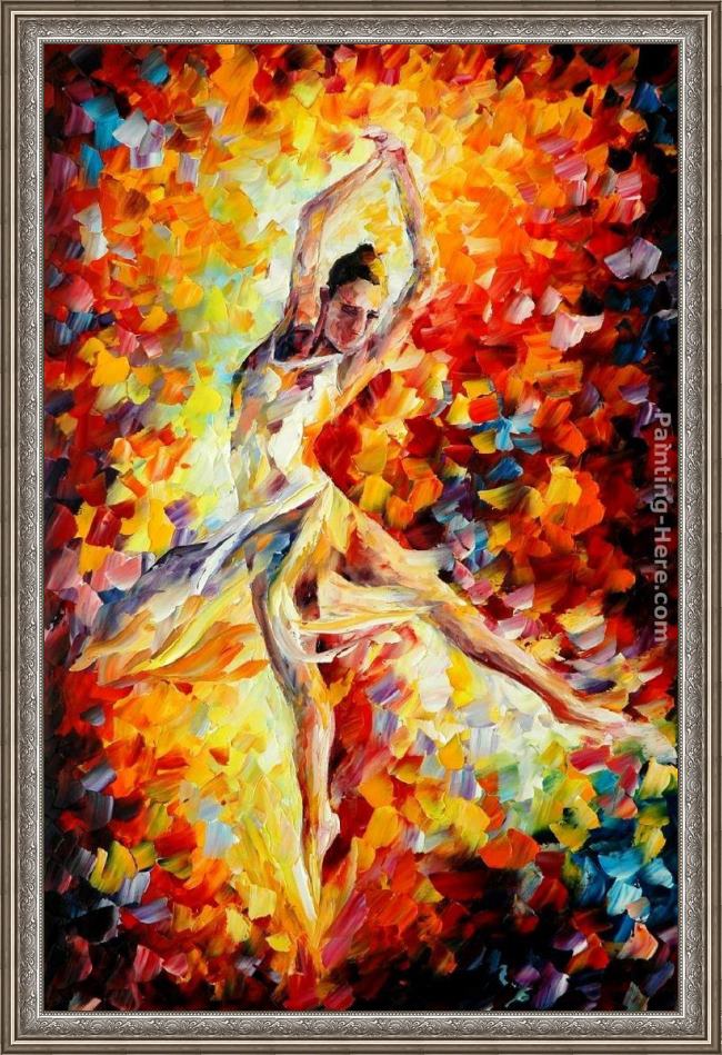 Framed Leonid Afremov candle fire painting