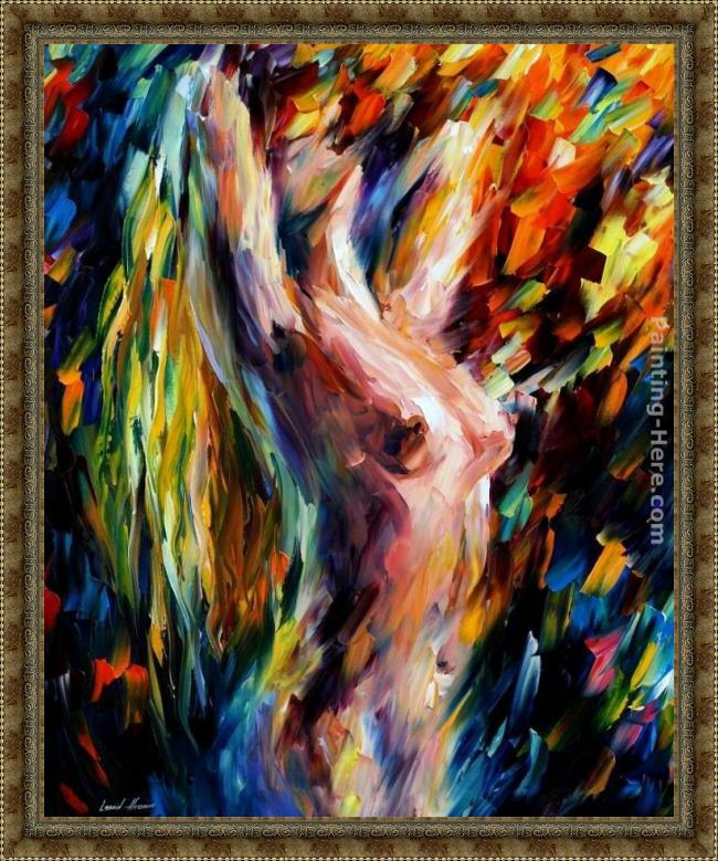 Framed Leonid Afremov sun painting