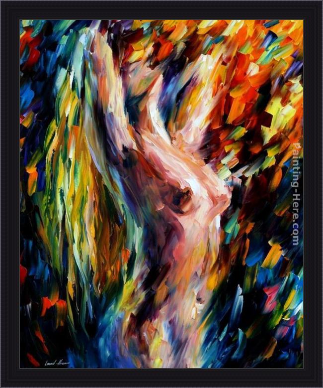 Framed Leonid Afremov sun painting