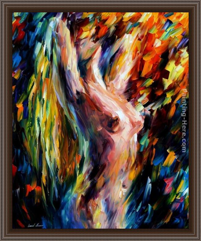 Framed Leonid Afremov sun painting