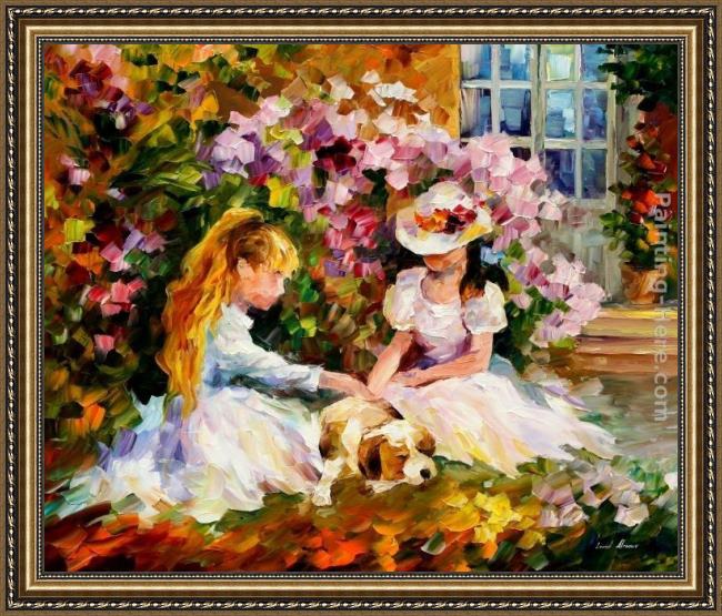 Framed Leonid Afremov three friends painting
