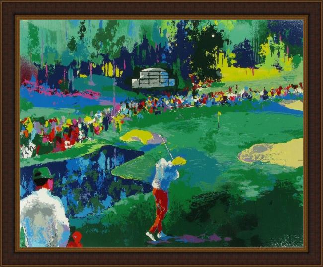 Framed Leroy Neiman 16th at augusta painting