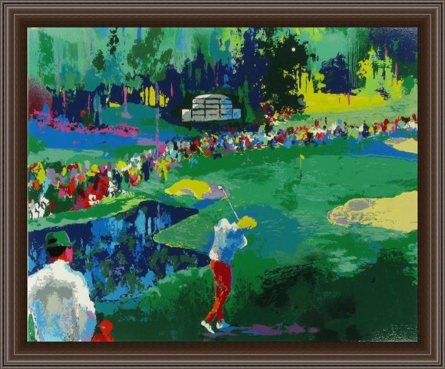 Framed Leroy Neiman 16th at augusta painting