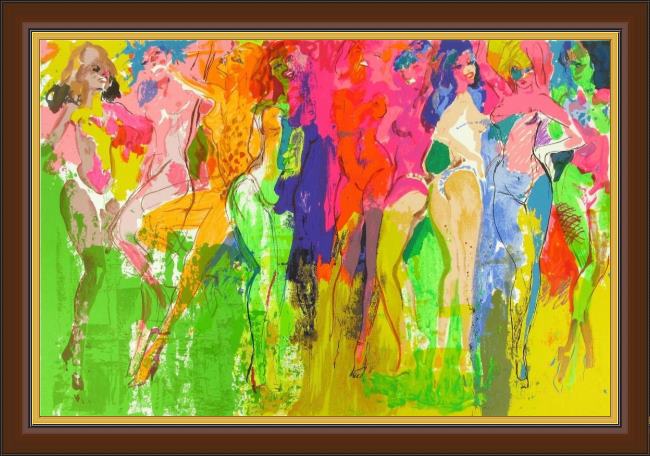 Framed Leroy Neiman carnaval suite panteras painting