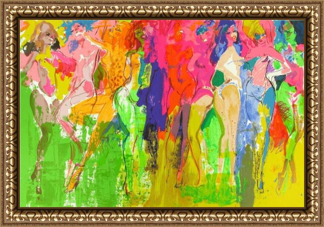 Framed Leroy Neiman carnaval suite panteras painting
