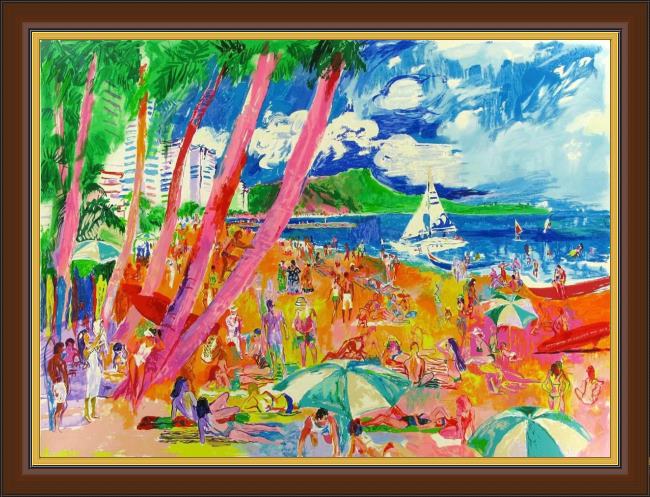 Framed Leroy Neiman diamond head hawaii painting