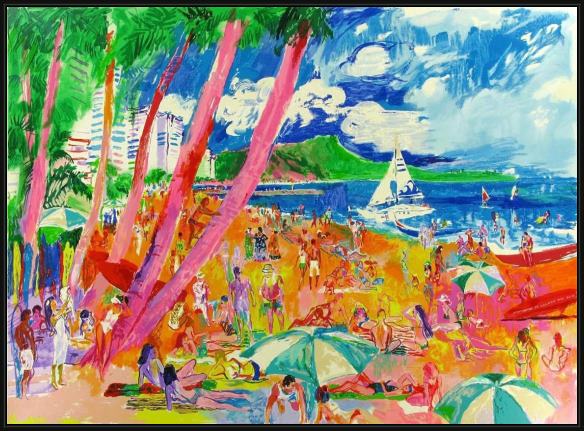 Framed Leroy Neiman diamond head hawaii painting