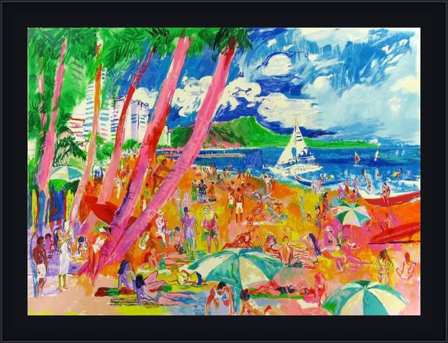 Framed Leroy Neiman diamond head hawaii painting