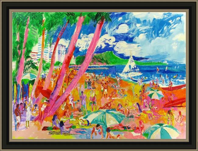 Framed Leroy Neiman diamond head hawaii painting