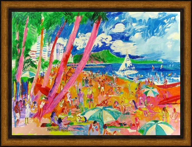 Framed Leroy Neiman diamond head hawaii painting