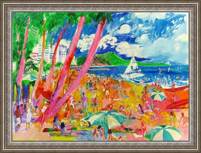 Framed Leroy Neiman diamond head hawaii painting
