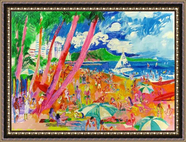 Framed Leroy Neiman diamond head hawaii painting
