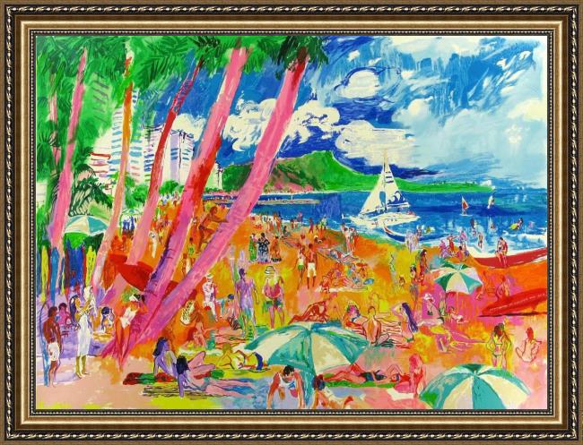 Framed Leroy Neiman diamond head hawaii painting