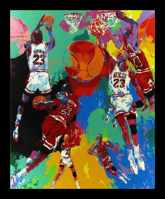 Framed Leroy Neiman michael jordan painting