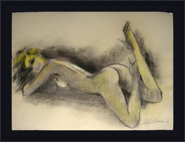 Framed Leroy Neiman nadine nude iii painting