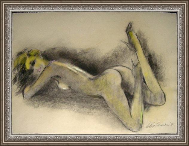 Framed Leroy Neiman nadine nude iii painting