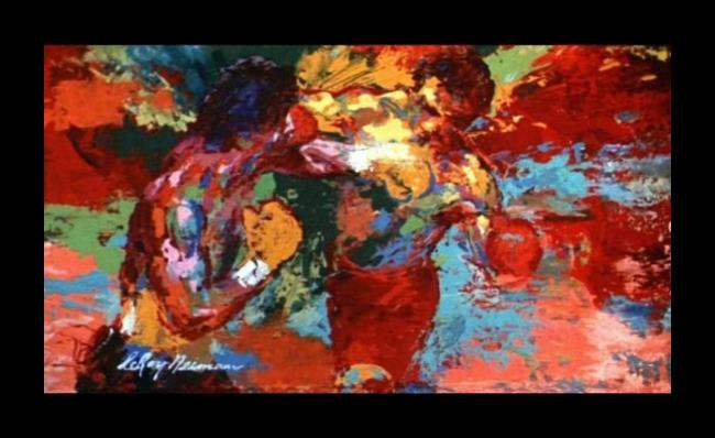 Framed Leroy Neiman rocky painting