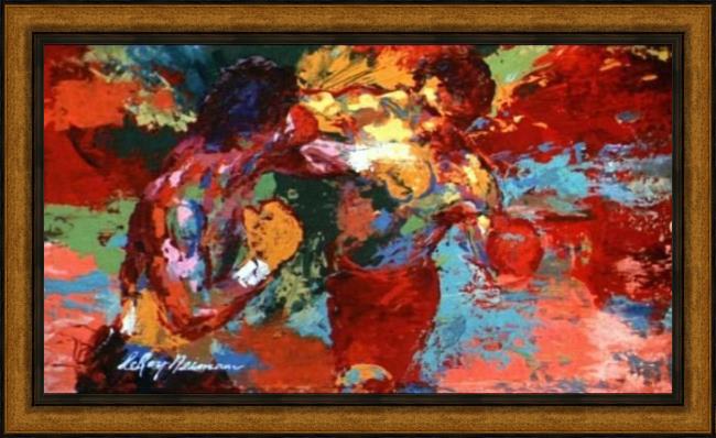 Framed Leroy Neiman rocky painting