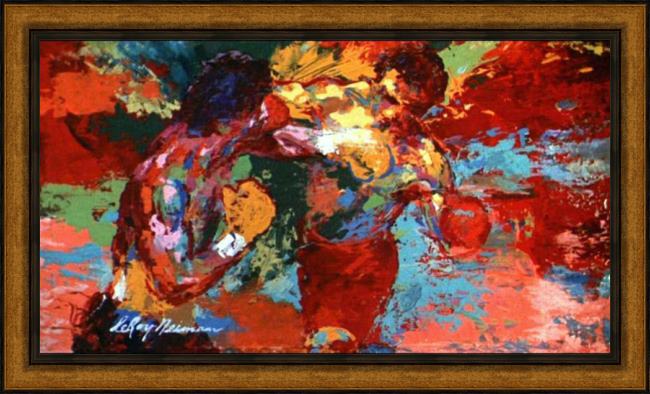 Framed Leroy Neiman rocky vs apollo painting