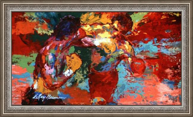 Framed Leroy Neiman rocky vs apollo painting