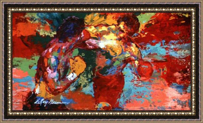 Framed Leroy Neiman rocky vs apollo painting