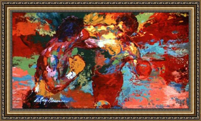 Framed Leroy Neiman rocky vs apollo painting