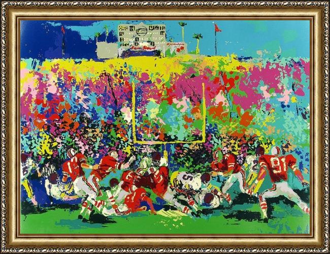 Framed Leroy Neiman rosebowl ohio state buckeye suite painting