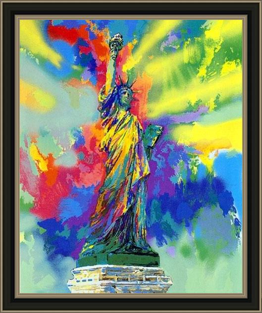 Framed Leroy Neiman statue of liberty painting
