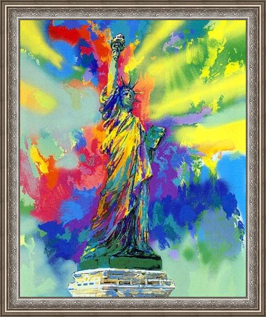 Framed Leroy Neiman statue of liberty painting