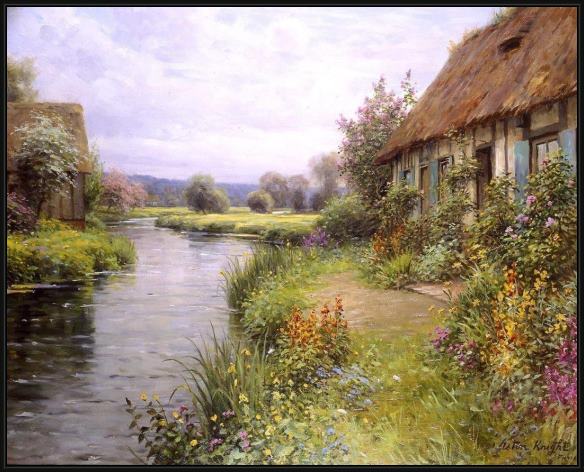 Framed Louis Aston Knight a bend in the river painting