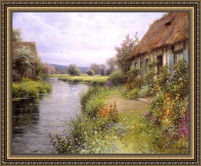 Framed Louis Aston Knight a bend in the river painting