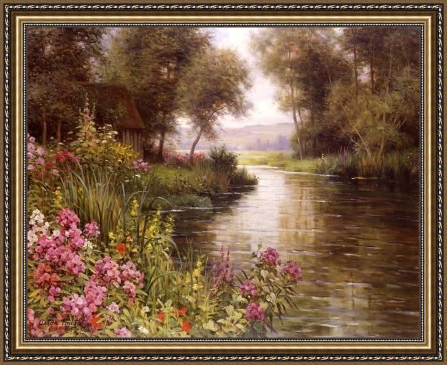 Framed Louis Aston Knight fleur au bord de la riviere painting