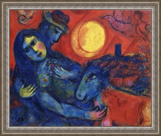 Framed Marc Chagall big sun painting
