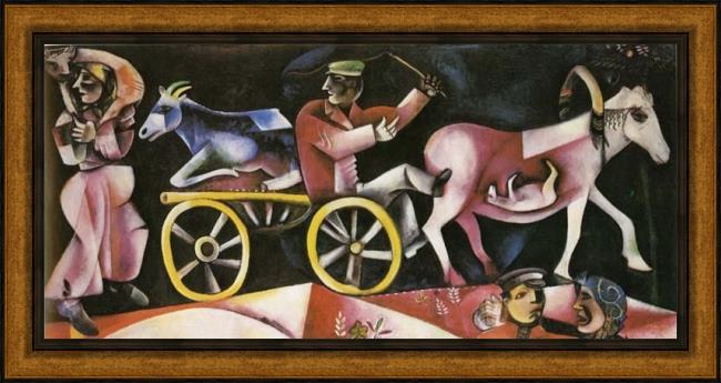 Framed Marc Chagall the cattle dealer painting