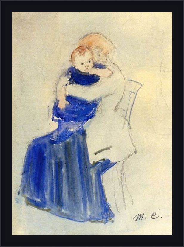 Framed Mary Cassatt mother and child 5 painting