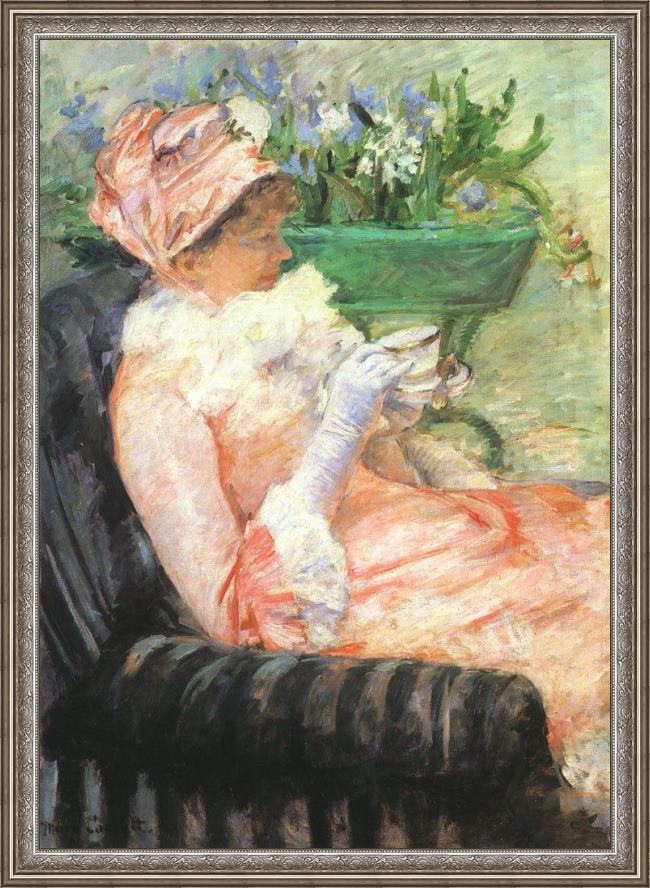 Framed Mary Cassatt the cup of tea painting