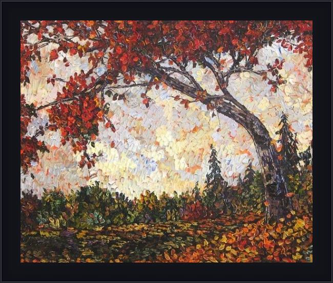 Framed Maya Eventov autumn maple painting