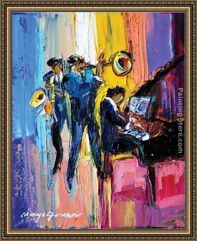 Framed Maya Green jazz for lovers painting