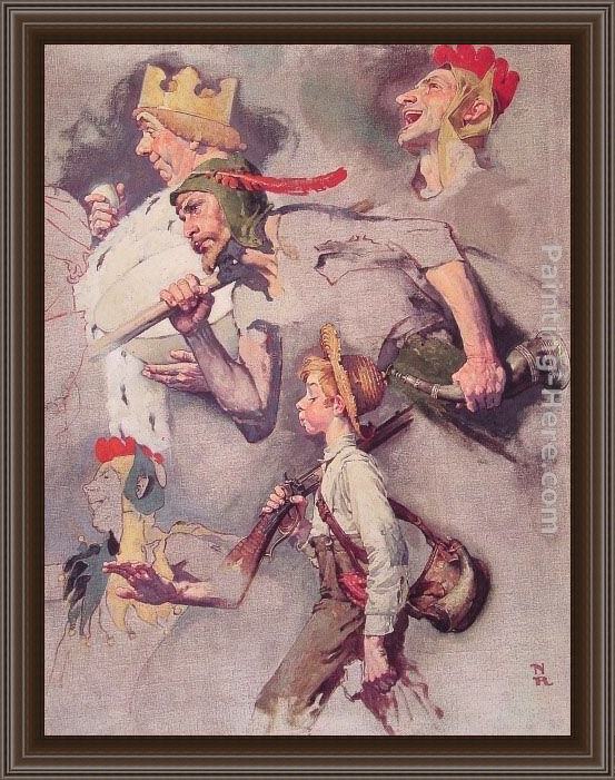 Framed Norman Rockwell the land of enchantment painting