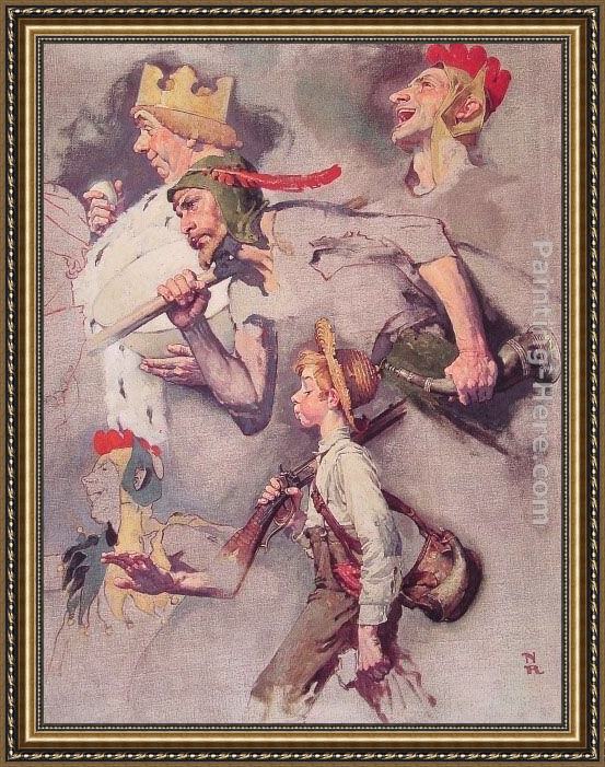 Framed Norman Rockwell the land of enchantment painting